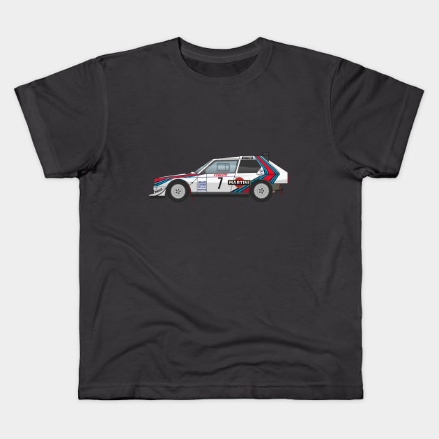 Lancia Delta S2 Rally Martini Racing Kids T-Shirt by Burro Wheel